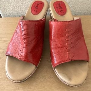 Red slip on sandals